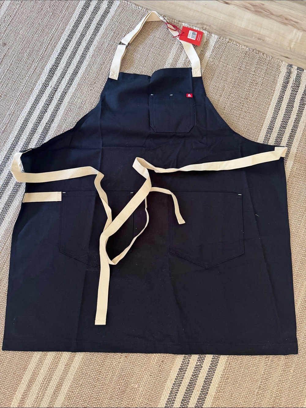 NWT HEDLEY & BENNETT Canvas Essential Apron with Beige Straps - Cape Cod Blue